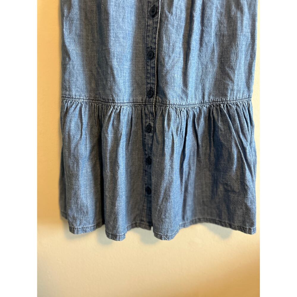 Rachel Parcell Denim Button Front Dress Puff Sleeve Ruffle Hem M - Picture 2 of 9
